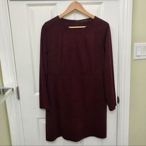 Zara Long Sleeve Maroon Faux Suede Dress
